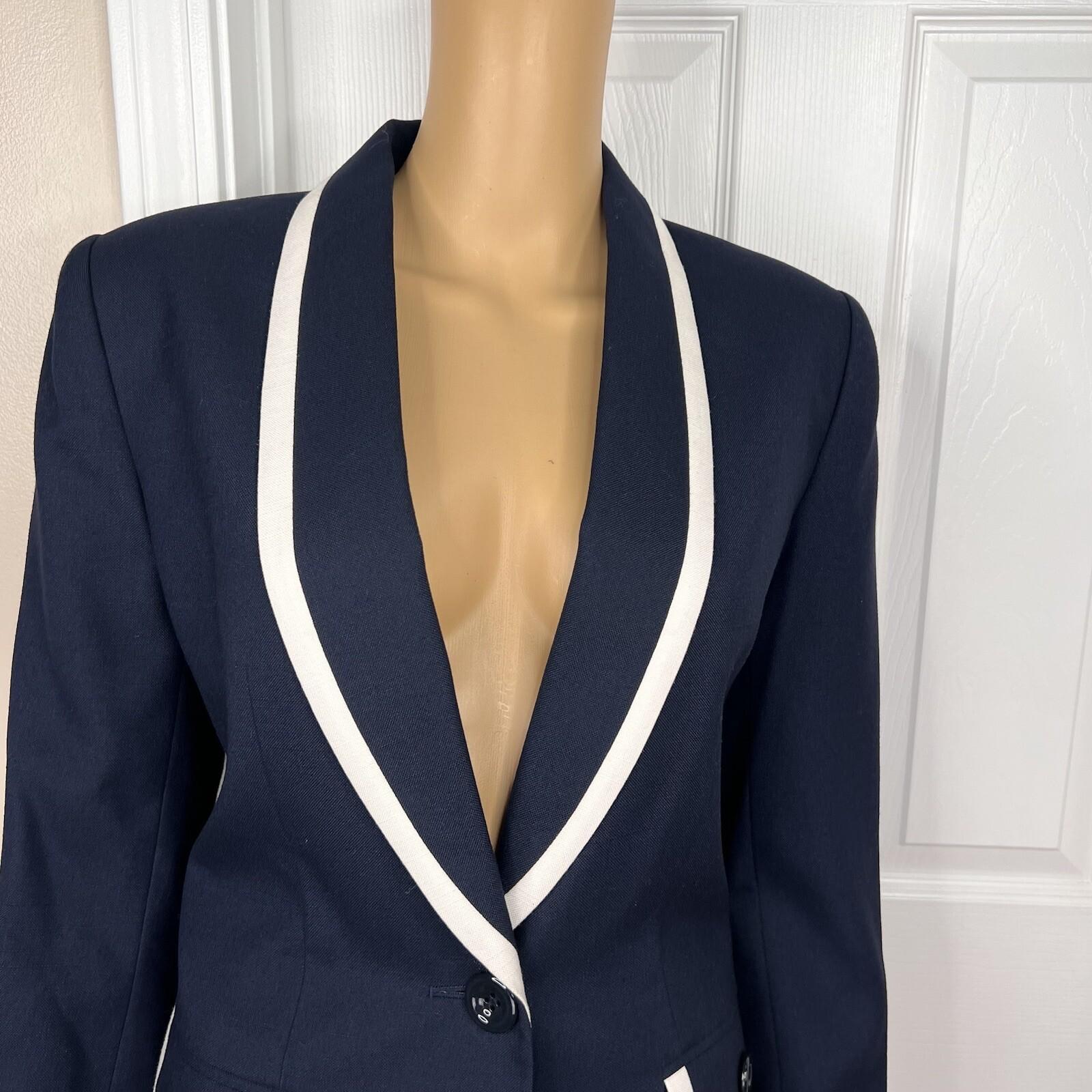 LE SUIT 1PC Navy Blue White Single Breasted Polyester Lined Blazer Size 8P