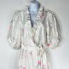 Vtg Miss Elaine Nightgown Robe Set M Peignoir Lingerie Off White Floral Ruffle
