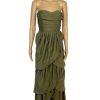 Lena The Rose Petals Dress S Sage Green Tiered Strapless Maxi Sweethear