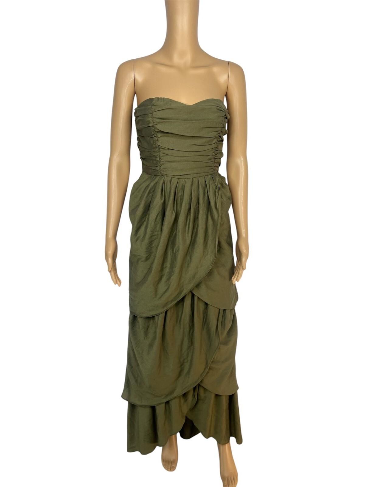 Lena The Rose Petals Dress S Sage Green Tiered Strapless Maxi Sweethear