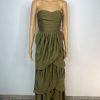 Lena The Rose Petals Dress S Sage Green Tiered Strapless Maxi Sweethear