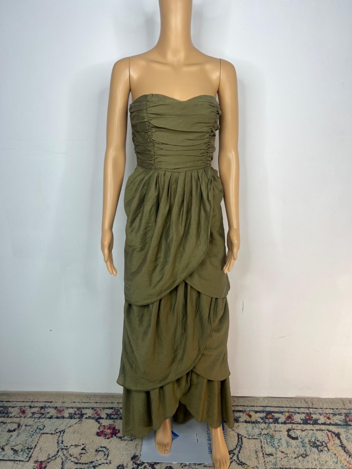 Lena The Rose Petals Dress S Sage Green Tiered Strapless Maxi Sweethear