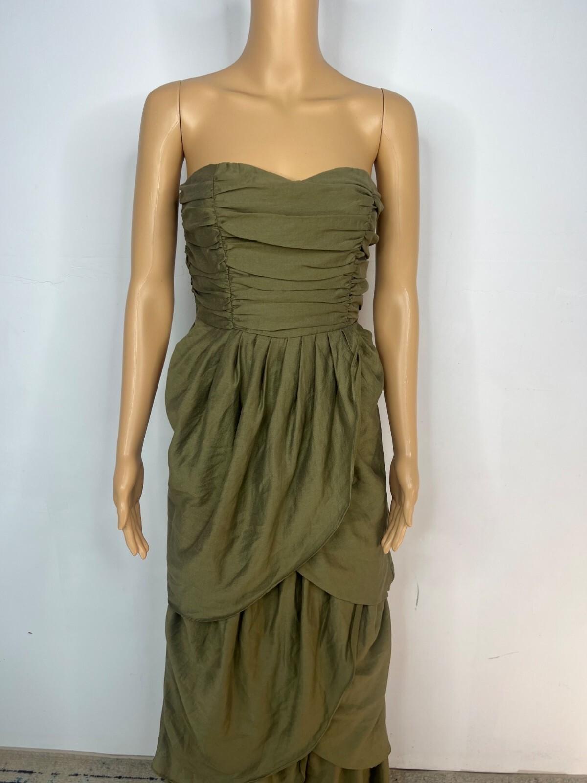 Lena The Rose Petals Dress S Sage Green Tiered Strapless Maxi Sweethear
