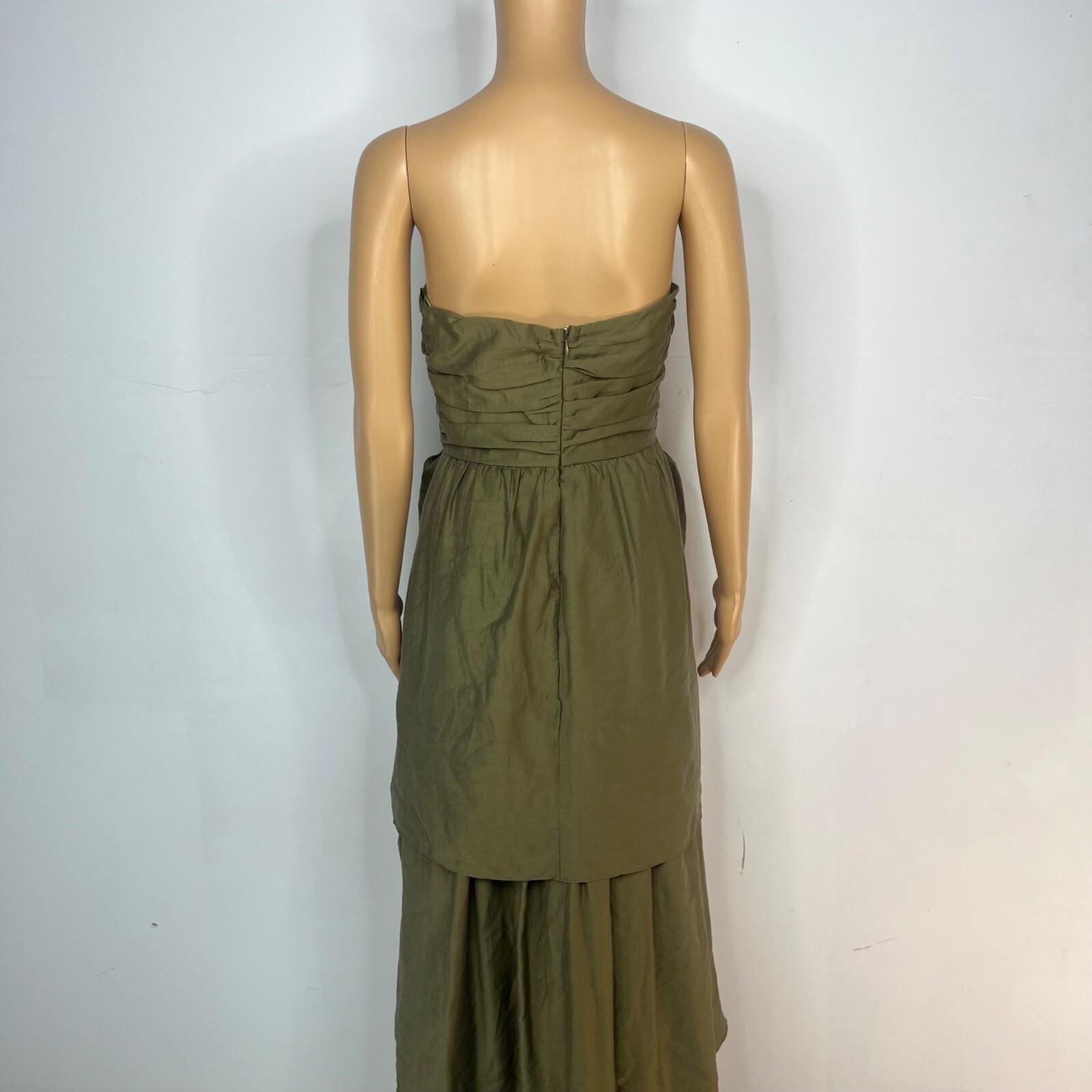 Lena The Rose Petals Dress S Sage Green Tiered Strapless Maxi Sweethear