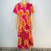 Bella Umbra Midi Blouson Dress Size M Multicolor Short Sleeves Cotton Tiered
