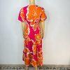 Bella Umbra Midi Blouson Dress Size M Multicolor Short Sleeves Cotton Tiered