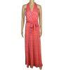 Chetta B Women Maxi Summer Dress Size 6 Coral Sleeveless Belted Halter New