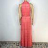 Chetta B Women Maxi Summer Dress Size 6 Coral Sleeveless Belted Halter New