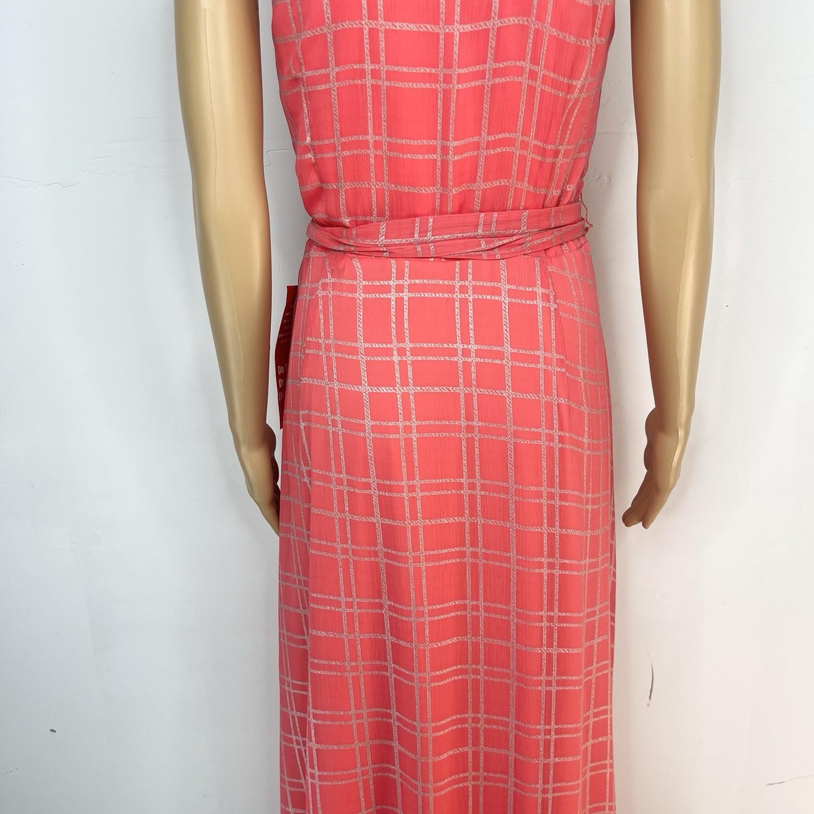 Chetta B Women Maxi Summer Dress Size 6 Coral Sleeveless Belted Halter New
