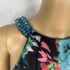 Aiden Mattox Asymmetrical Midi Dress Size 6 Floral Beaded Sleeveless Pockets