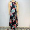 Aiden Mattox Asymmetrical Midi Dress Size 6 Floral Beaded Sleeveless Pockets
