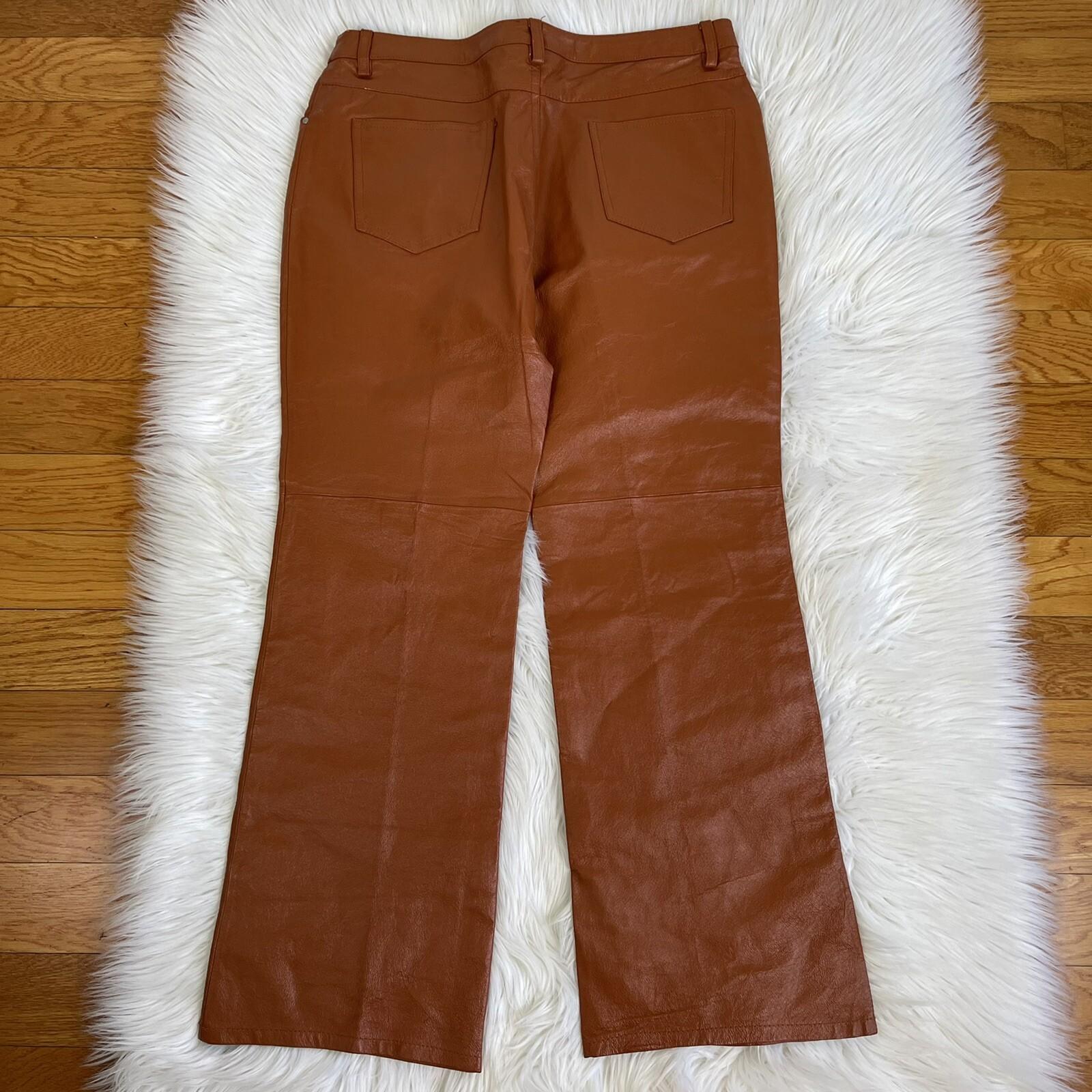 METROSTYLE Women Beautiful Cinnamon Genuine Leather Lined Pant Size 12P Y2K