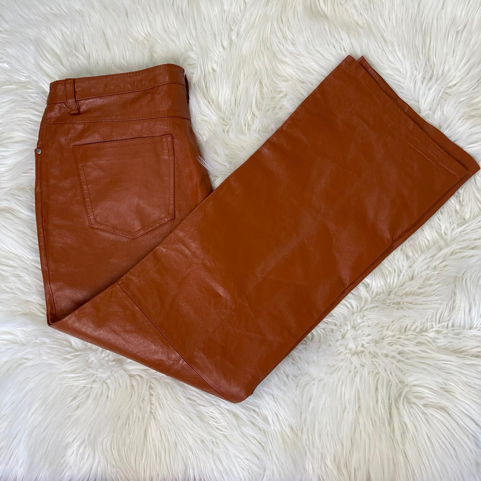 METROSTYLE Women Beautiful Cinnamon Genuine Leather Lined Pant Size 12P Y2K
