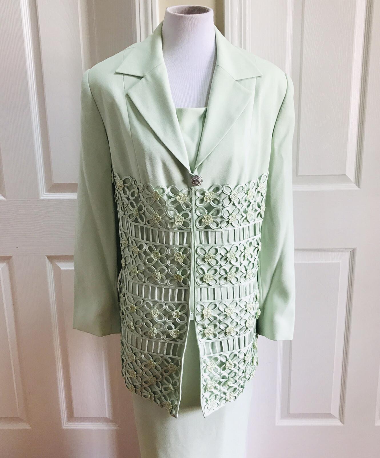 STELLA LOUISE For KB  Women 2 PC Stunning Aquamarine Beaded Skirt Suit Size 14W