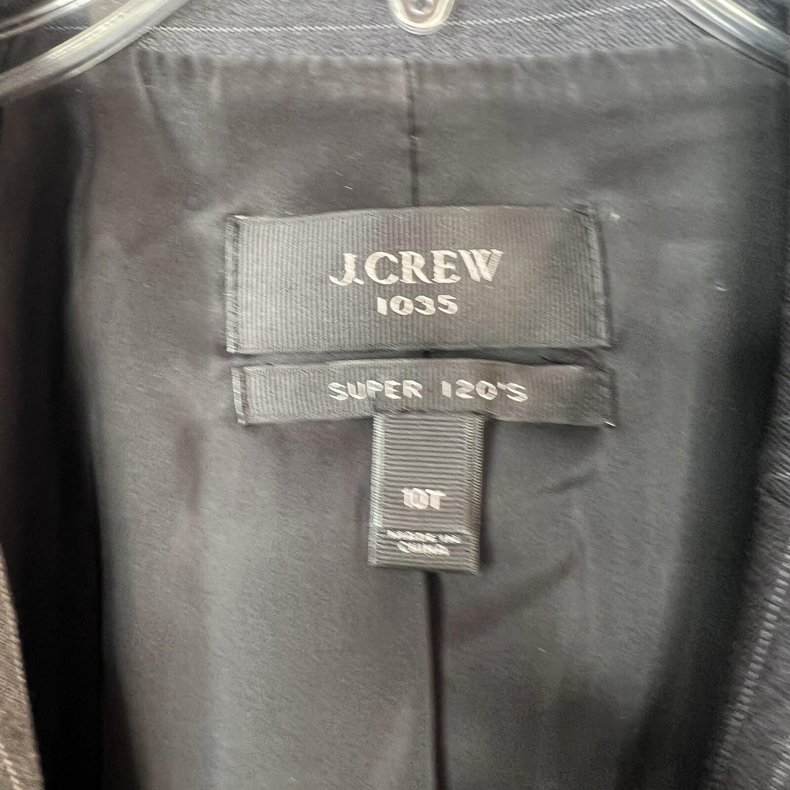 J.CREW 1035 Super 120's Blazer Size 10T Gray Striped Lined 1 vent Business