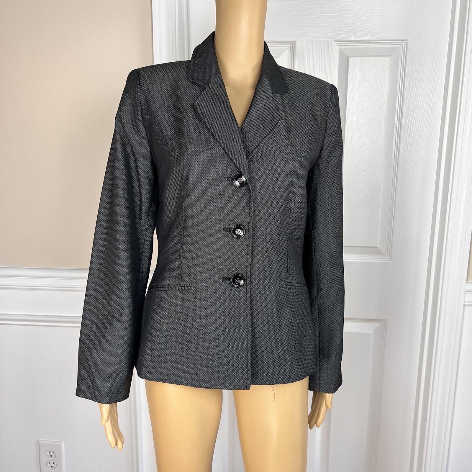 New JONES WEAR 2PC Black Polyester Rayon Lined Notch Collar Pant Suit Size 8