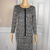 JONES NEW YORK Women 2PC  Black White Knit Stretch Skirt Top Size S