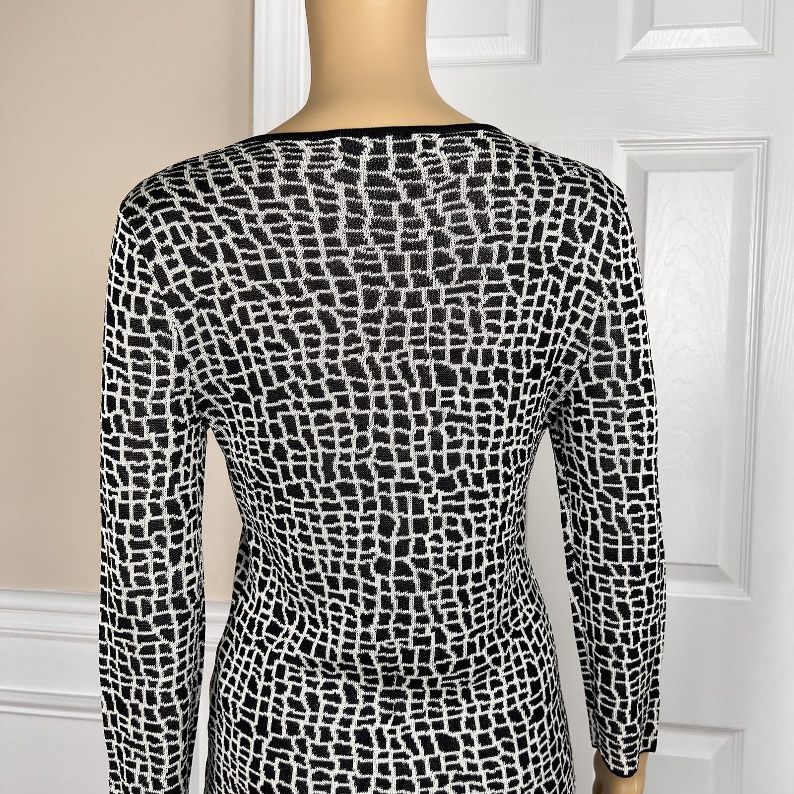 JONES NEW YORK Women 2PC  Black White Knit Stretch Skirt Top Size S