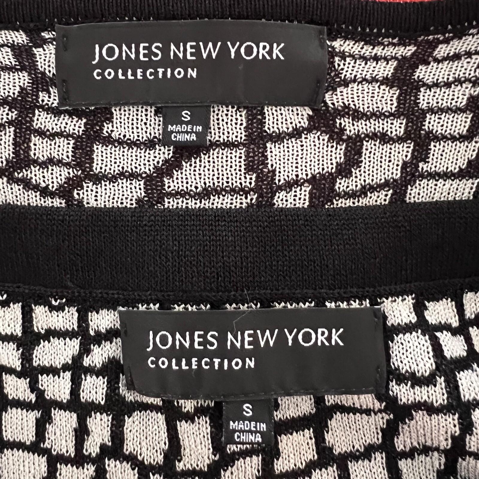 JONES NEW YORK Women 2PC  Black White Knit Stretch Skirt Top Size S