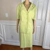 Le Suit Women Polyester Skirt Suit Size 24W Green Lined Short Sleeves 2PC