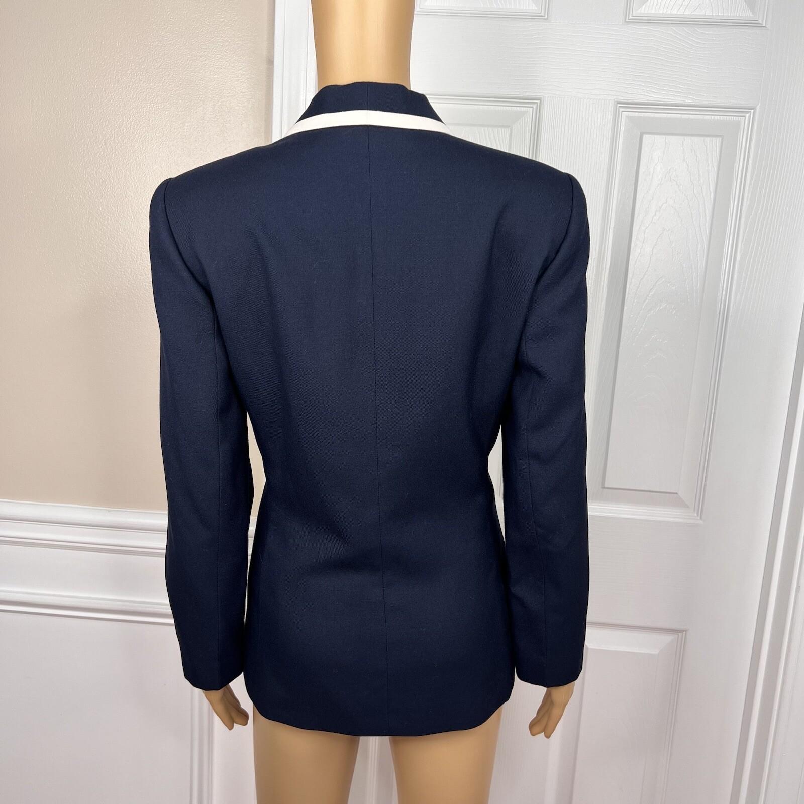 LE SUIT 1PC Navy Blue White Single Breasted Polyester Lined Blazer Size 8P