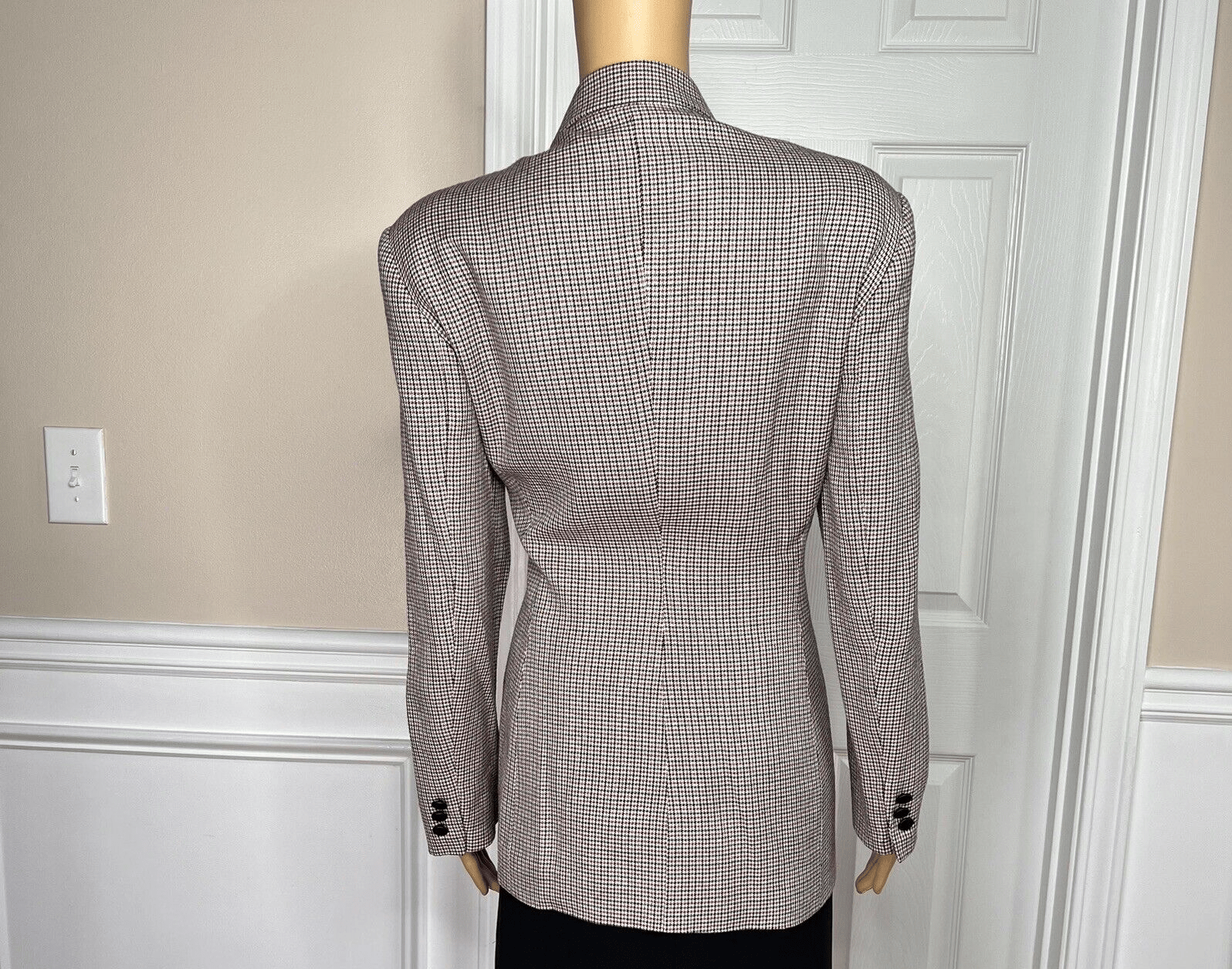 TAHARI Vtg Multicolor Wool Rayon Lined Double Breasted Business Blazer Size 10