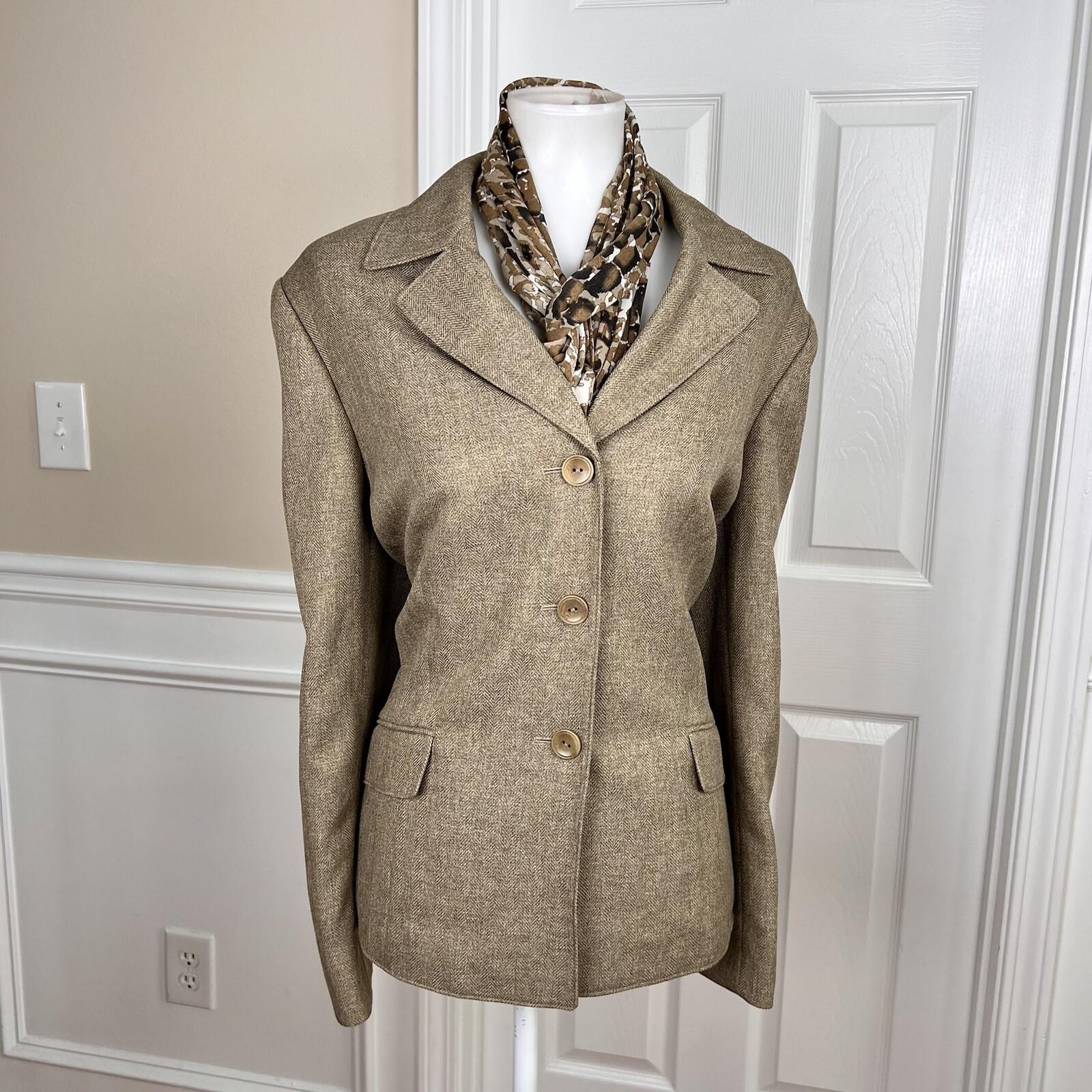 10-2408.jpg Le Suit Polyester Pant Suit Scarf Size 18 Peanut Notch Collar 3PC Faux pockets