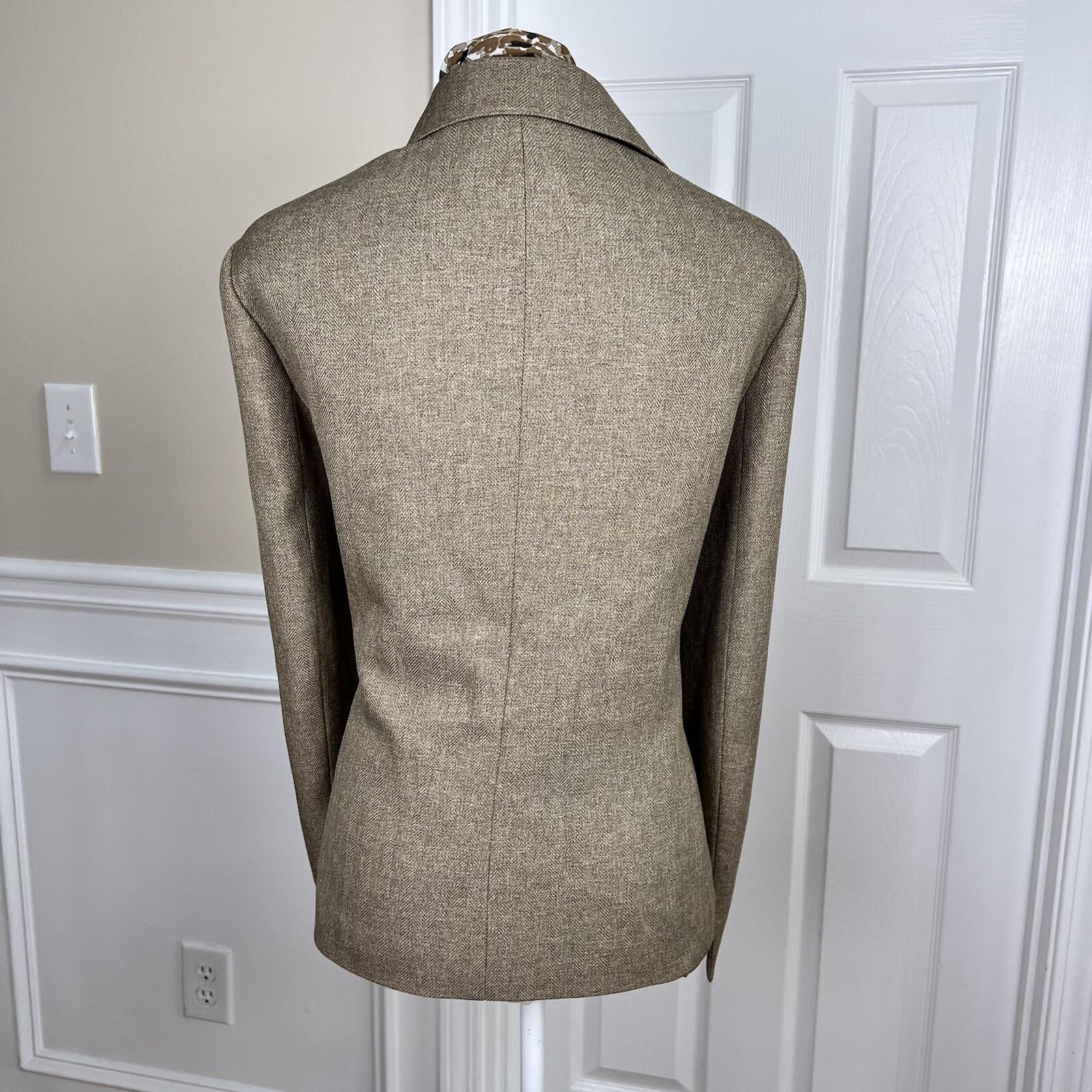 10-2410.jpg Le Suit Polyester Pant Suit Scarf Size 18 Peanut Notch Collar 3PC Faux pockets