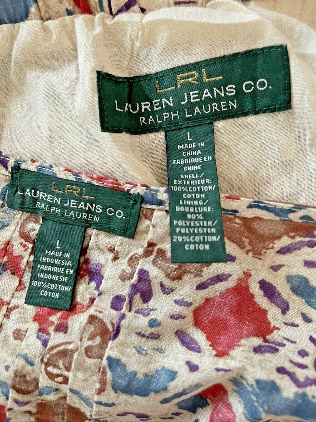 10-2421.jpg LAUREN RALPH LAUREN Vintage Cotton Skirt Top Size L Prairie Cottage Western 2PC
