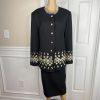 BEN MARC INT Women Polyester Skirt Suit Size 14 Embroidered Collarless 2PC