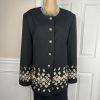 BEN MARC INT Women Polyester Skirt Suit Size 14 Embroidered Collarless 2PC