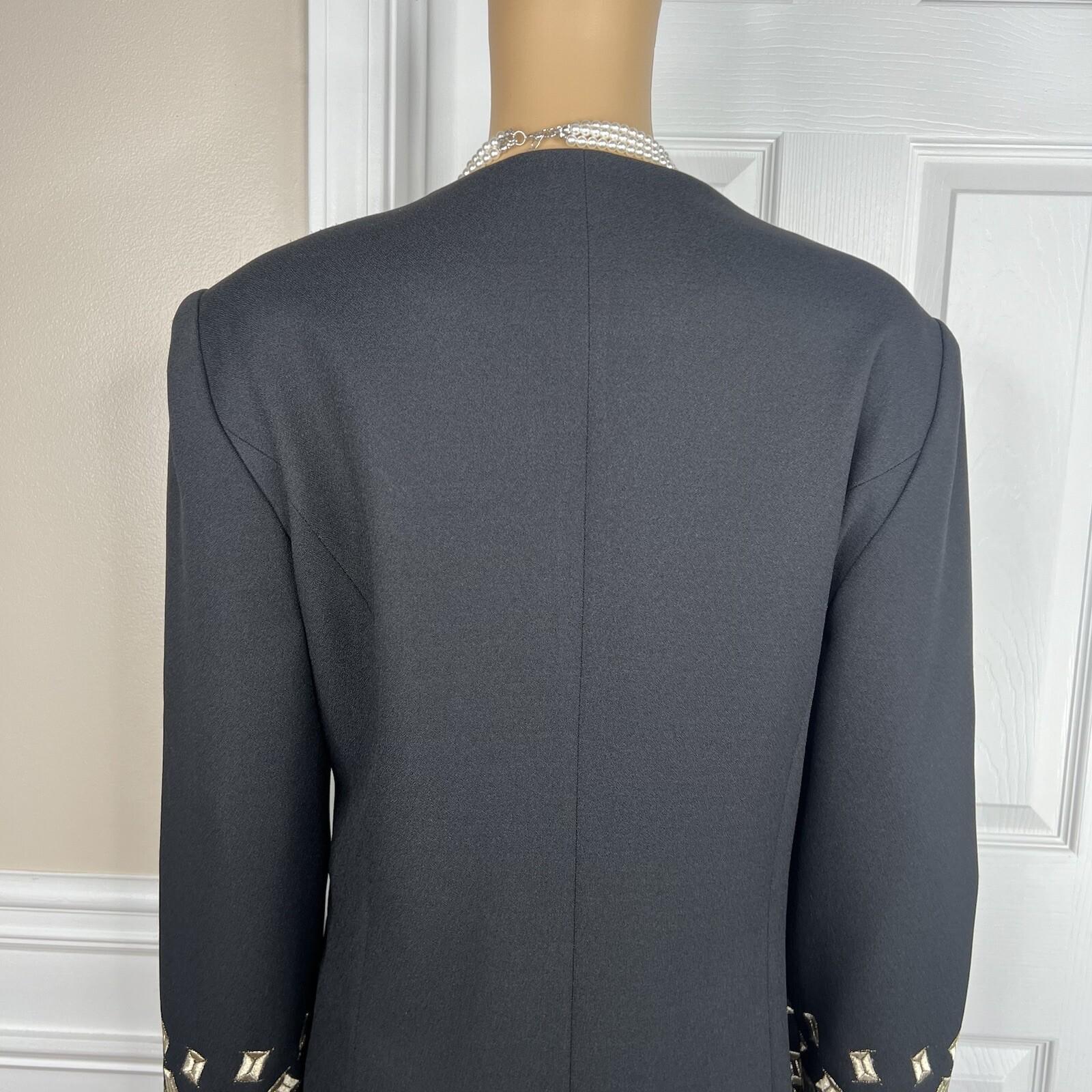 BEN MARC INT Women Polyester Skirt Suit Size 14 Embroidered Collarless 2PC