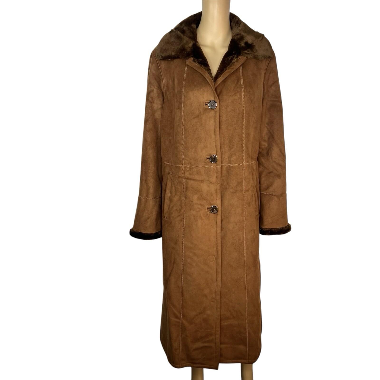 10-2432.jpg Gallery Women Suede Size M Faux Fur Sherpa Lined Maxi Overcoat Penny Lane