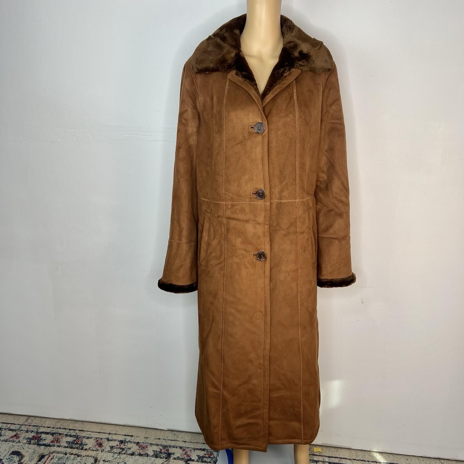 10-2433.jpg Gallery Women Suede Size M Faux Fur Sherpa Lined Maxi Overcoat Penny Lane