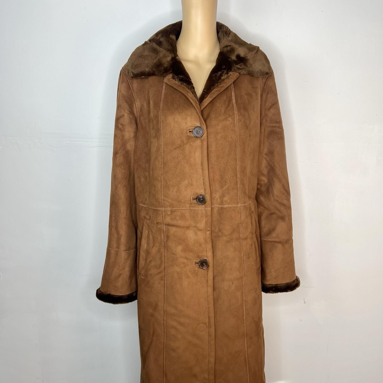 10-2434.jpg Gallery Women Suede Size M Faux Fur Sherpa Lined Maxi Overcoat Penny Lane