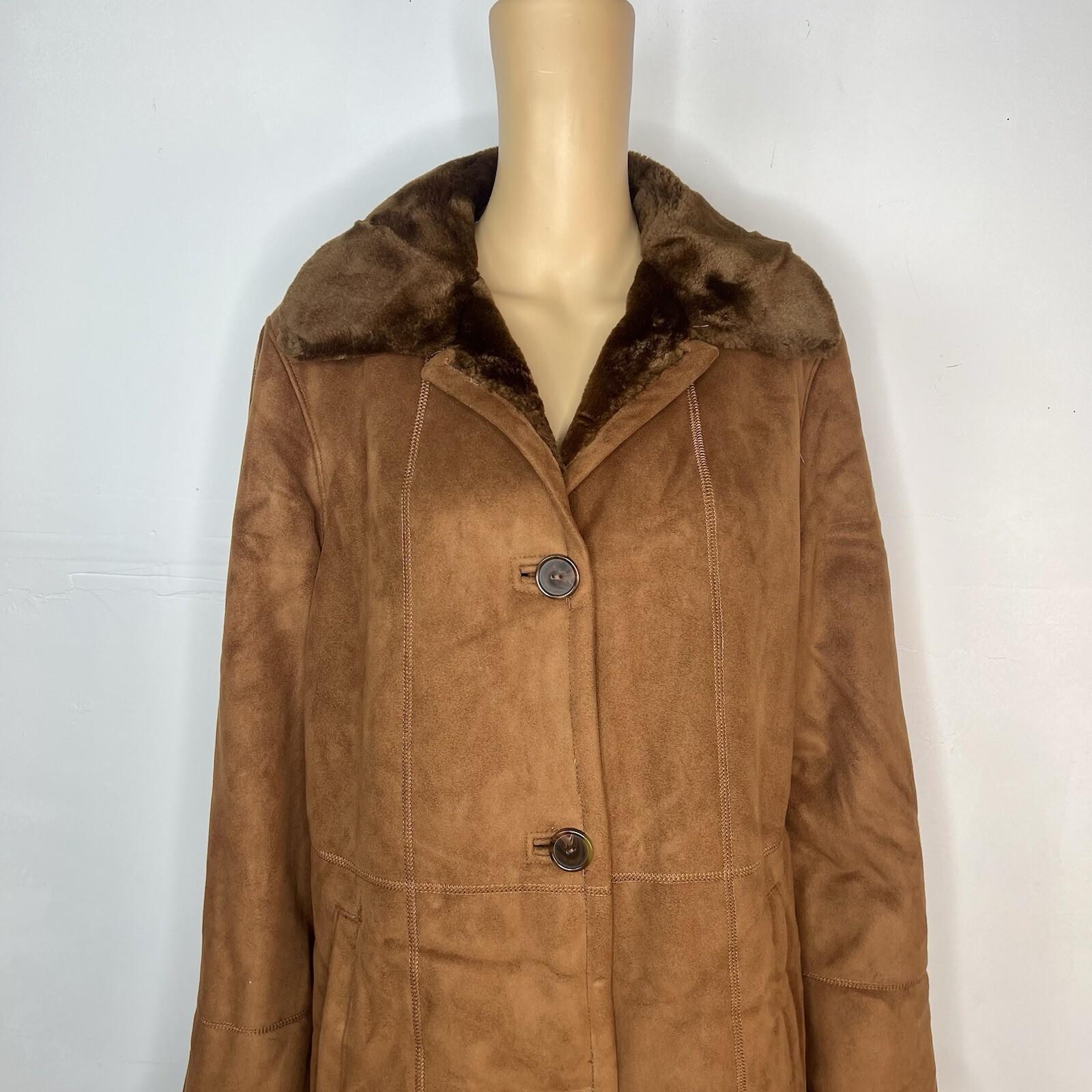 10-2435.jpg Gallery Women Suede Size M Faux Fur Sherpa Lined Maxi Overcoat Penny Lane