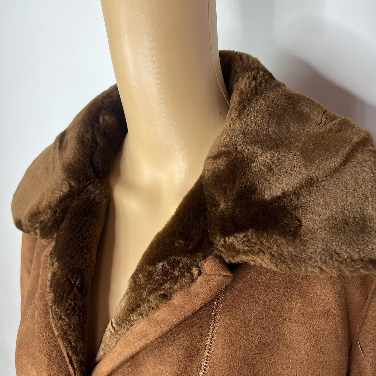 10-2437.jpg Gallery Women Suede Size M Faux Fur Sherpa Lined Maxi Overcoat Penny Lane