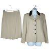 GARFIELD & MARKS Polyester Skirt Suit 6 Beige Striped Texture Lined Business 2PC