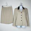 GARFIELD & MARKS Polyester Skirt Suit 6 Beige Striped Texture Lined Business 2PC