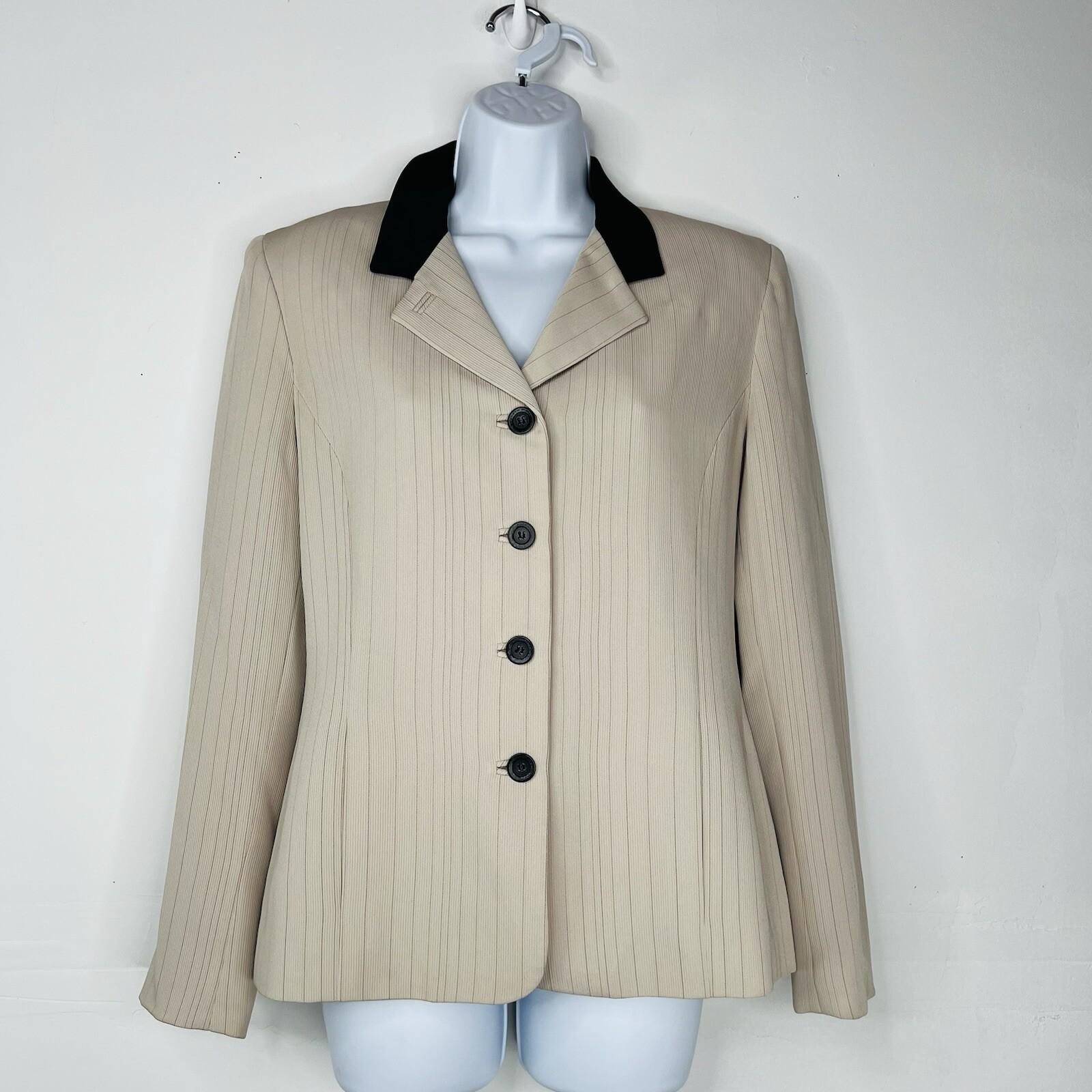 GARFIELD & MARKS Polyester Skirt Suit 6 Beige Striped Texture Lined Business 2PC
