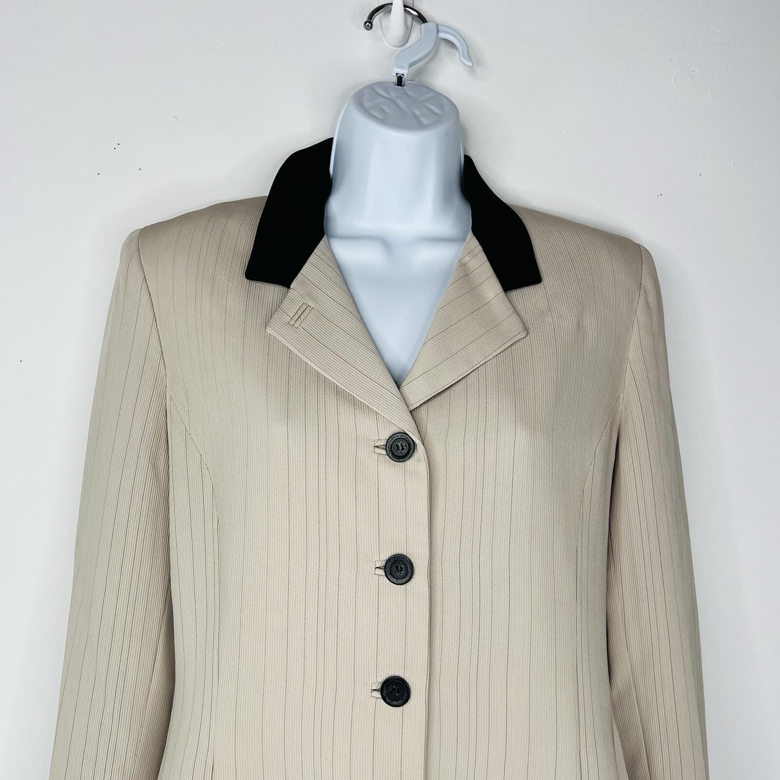GARFIELD & MARKS Polyester Skirt Suit 6 Beige Striped Texture Lined Business 2PC