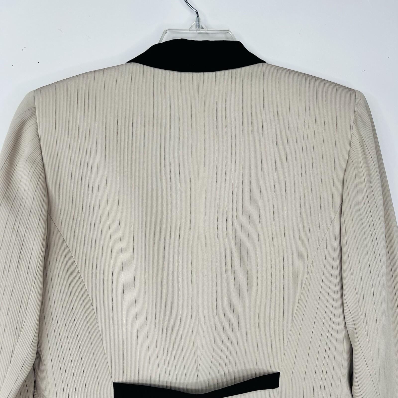 GARFIELD & MARKS Polyester Skirt Suit 6 Beige Striped Texture Lined Business 2PC