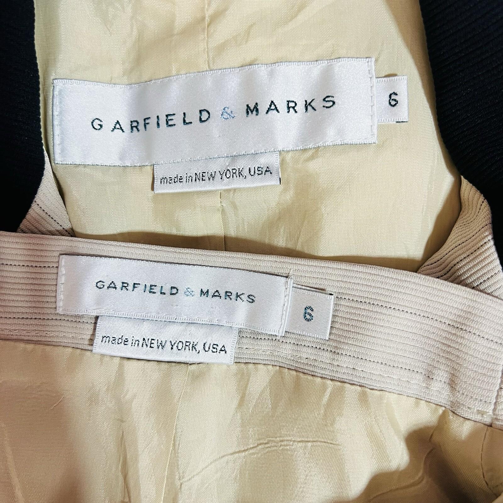 GARFIELD & MARKS Polyester Skirt Suit 6 Beige Striped Texture Lined Business 2PC