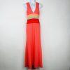 BCBGMaxazria Polyester Formal Sheath Dress 10 Salmon Sleeveless Plunge V Neck