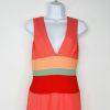 BCBGMaxazria Polyester Formal Sheath Dress 10 Salmon Sleeveless Plunge V Neck