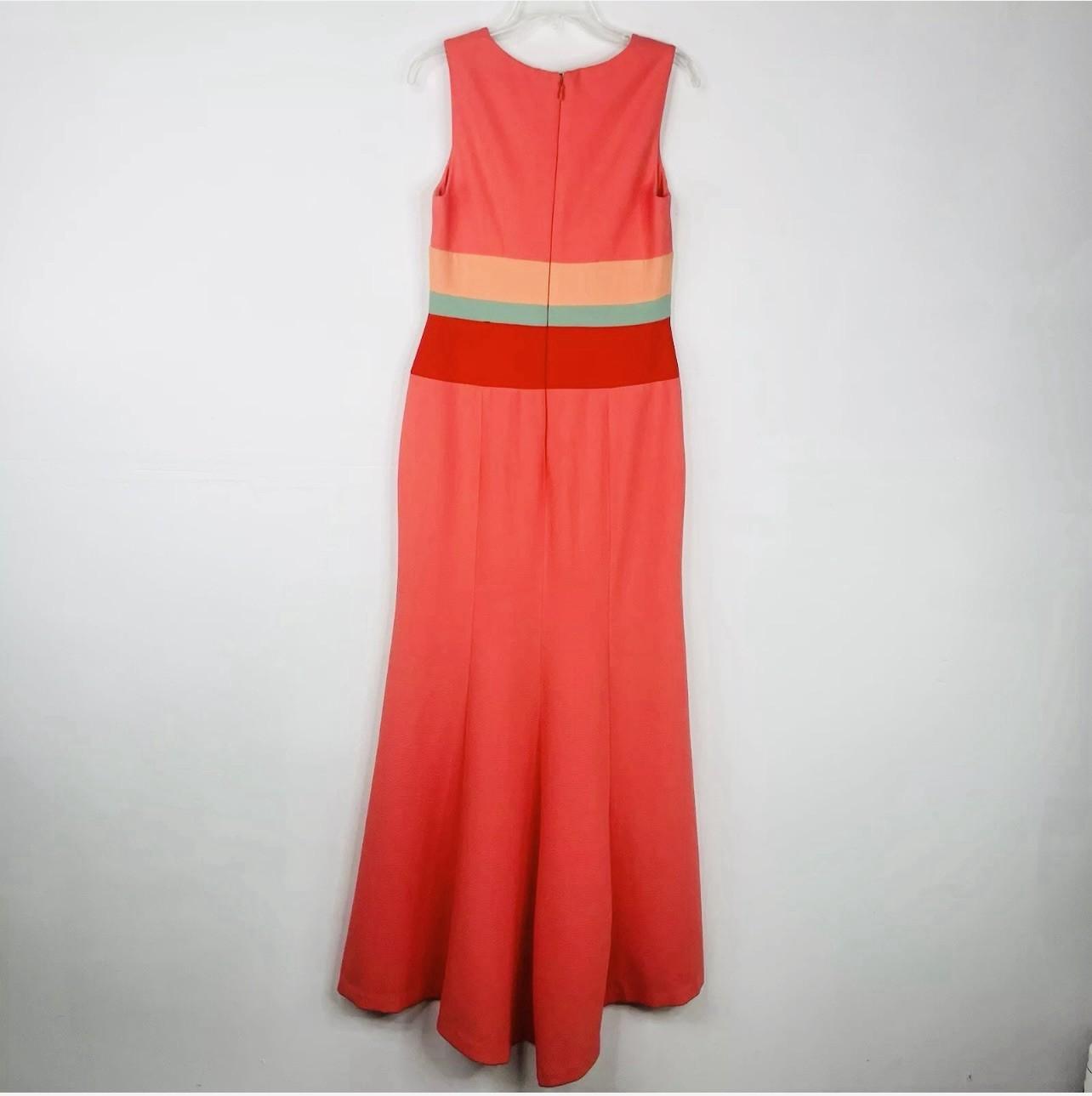 BCBGMaxazria Polyester Formal Sheath Dress 10 Salmon Sleeveless Plunge V Neck