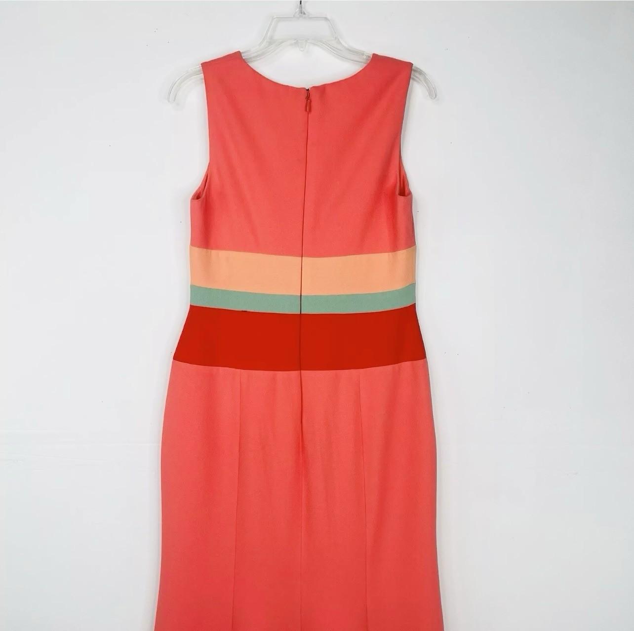 BCBGMaxazria Polyester Formal Sheath Dress 10 Salmon Sleeveless Plunge V Neck