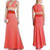BCBGMaxazria Polyester Formal Sheath Dress 10 Salmon Sleeveless Plunge V Neck