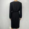 J Crew Polyester Wrap Dress 6T Black Belted Balloon Sleeve Minimalist V Neck