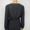 J Crew Polyester Wrap Dress 6T Black Belted Balloon Sleeve Minimalist V Neck